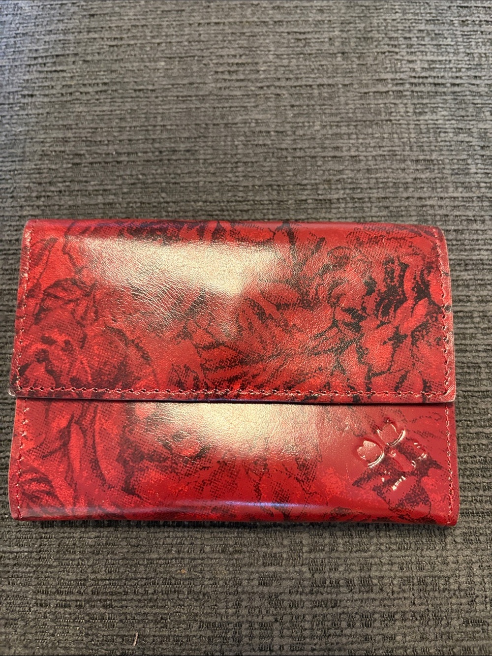 Patricia Nash Red Floral Embossed Leather Wallet